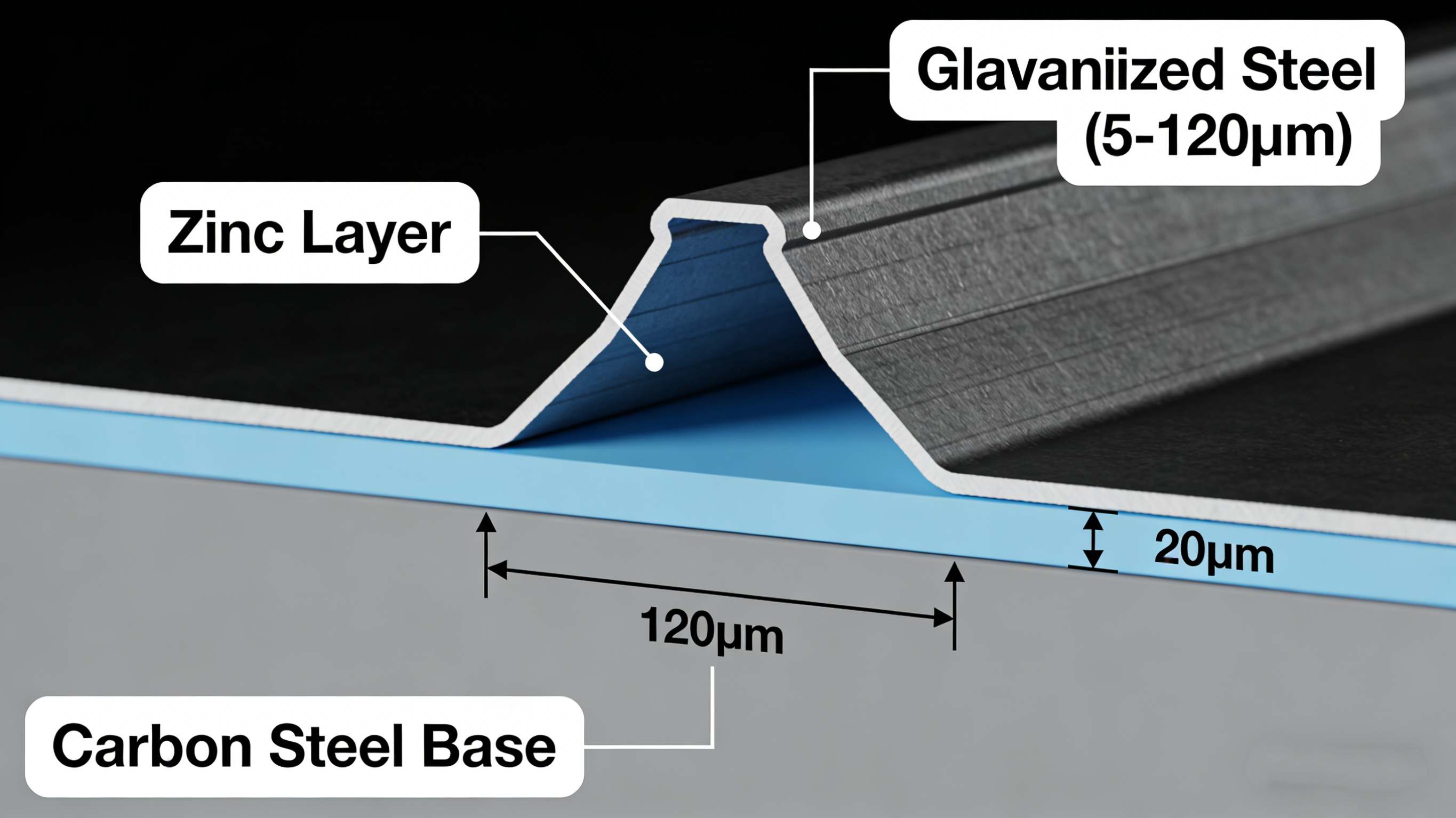 Cross-sectional diagram of galvanized steel sheet structure