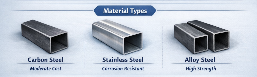 Square steel tubes material types