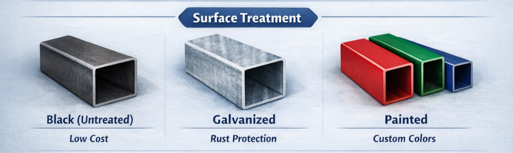 Square steel tubes surface treatment