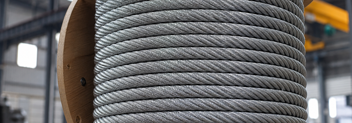 Hot-dipped galvanized steel wire rope 6x19+IWRC 6x36 on heavy-duty export wooden reel