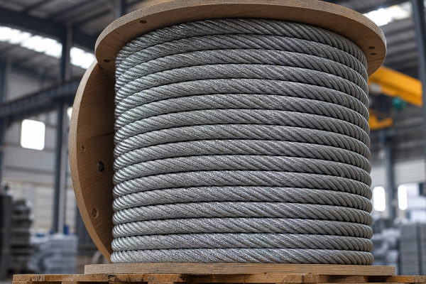 Hot-dipped galvanized steel wire rope 6x19+IWRC 6x36 on heavy-duty export wooden reel