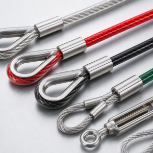 Flexible PVC and Nylon jacketed steel wire rope cables in various colors for rigging and gym equipment